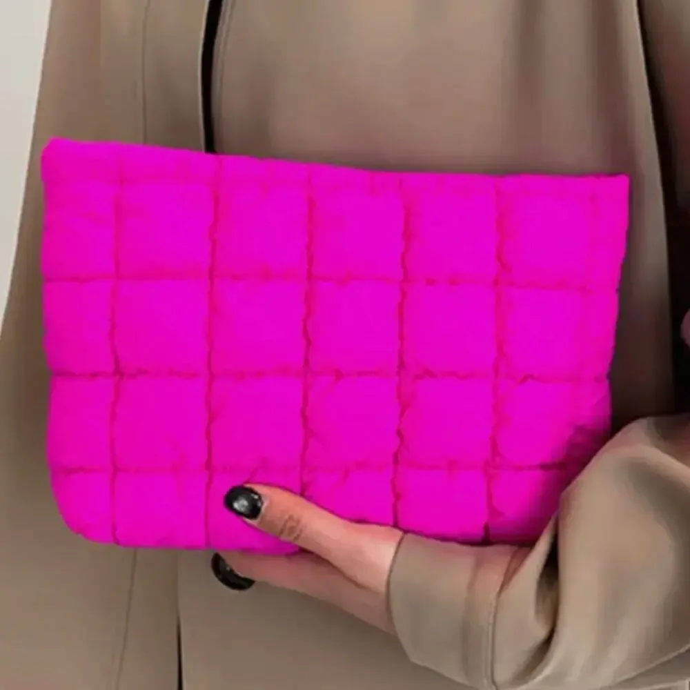 Quilted Cosmetic Makeup Pouch / Clutch